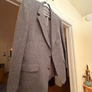 Men's Grey Tailored herringbone wool tweed jacket